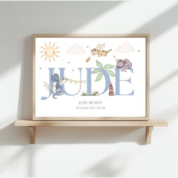 Blue Dragons Nursery Name Print, Nursery Boy Name Print, Colour Choices, 5 of 6