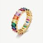 Women's Rainbow Ring With Colourful Baguette Stones In 18k Gold, thumbnail 4 of 5