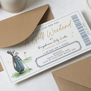 Personalised Golf Weekend Voucher For Dad's Birthday, 2 of 4