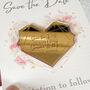 Wedding Geometric Heart Mirror Save The Date Magnet, thumbnail 7 of 7