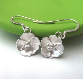 Sterling Silver Buttercup Flower Earrings, 7 of 12