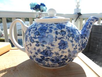 Two Cup Teapot In Ditsy Blue Rose Design, 4 of 7