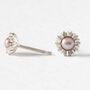 Dahlia Bud Freshwater Pearl Earrings – Silver, thumbnail 3 of 4