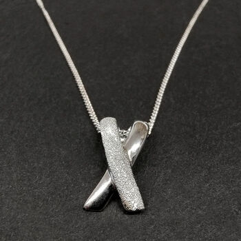 Sterling Silver Kiss Cross Pendant Necklace, 2 of 6
