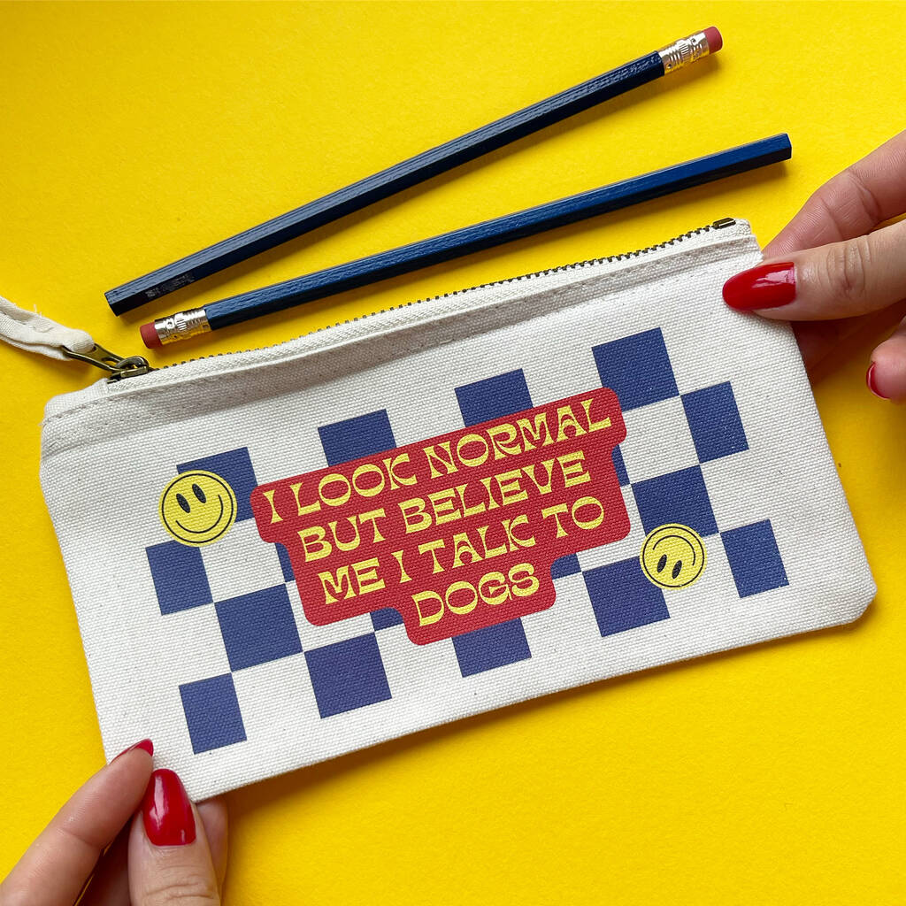 I Talk To Dogs Dog Lover Checkerboard Pencilcase, 1 of 3
