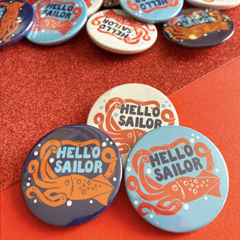 Cheeky Hello Sailor Nautical Pirate Badges, 4 of 5