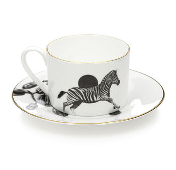 Zebra And Coco Bone China Cup And Saucer, 3 of 6