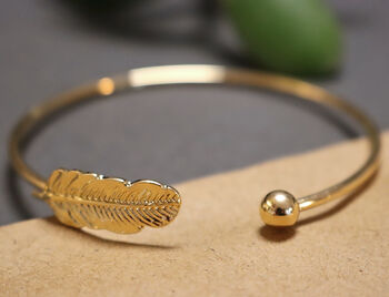 Feather Open Cuff Bangle For Women, 5 of 9