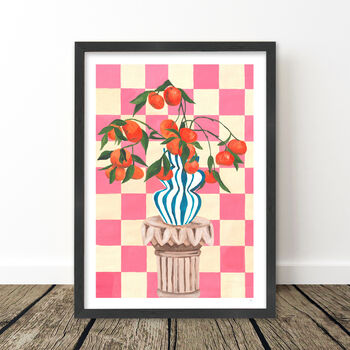 Checkerboard Grecian Clementines Still Life Print, 8 of 8