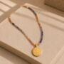 Gemstone Beaded Molten Disc Necklace, thumbnail 1 of 2