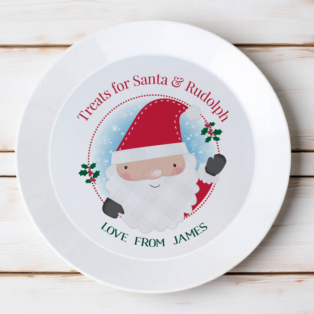 Personalised Santa Christmas Eve Mince Pie Plastic Plat, 1 of 3