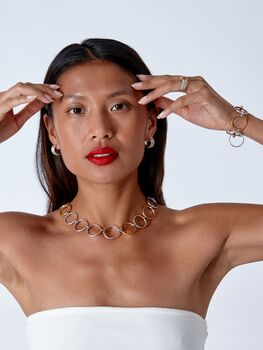 Mixer Metal Solid Hoop Textured Earrings, 5 of 12