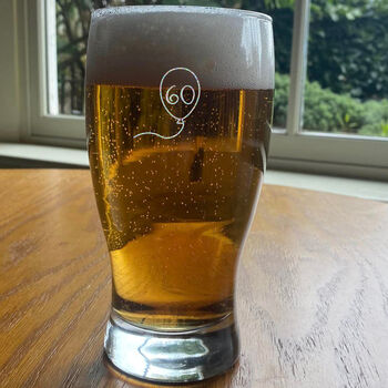 Personalised 60th Birthday Gift Balloon Pint Glass, 9 of 10
