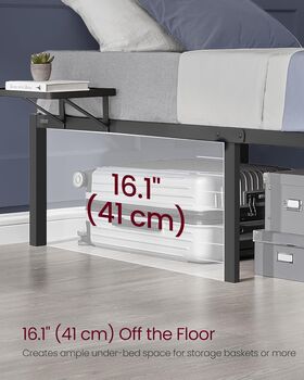 Single Bed Frame With Bedside Shelves Metal Bed Frame, 6 of 7