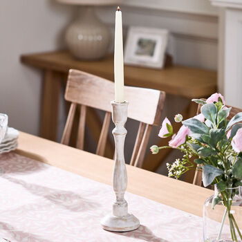 Set Of Two Vintage Washed Mango Wood Candlesticks, 5 of 6