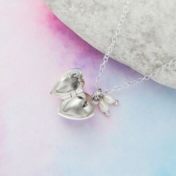 Heart Locket Sterling Silver Necklace With Pearl, 4 of 11