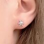Sterling Silver Snowflake Stud Earrings, thumbnail 2 of 10