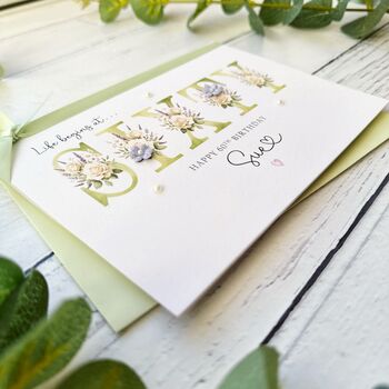 Life Begins At Sixty Floral Birthday Card, 5 of 9