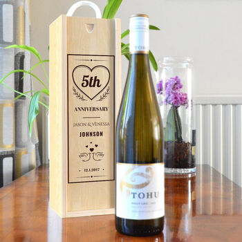 Personalised 5th Anniversary Wooden Wine Box, 2 of 4