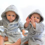 Personalised Twins Soft Baby Dressing Gowns In Grey, thumbnail 1 of 9