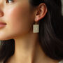 Matching Earrings And Necklace | Cream And Green | Rectangle Set, thumbnail 8 of 11