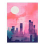 Sunrise City Silhouette Pink Purple Bold Wall Art Print, thumbnail 6 of 6