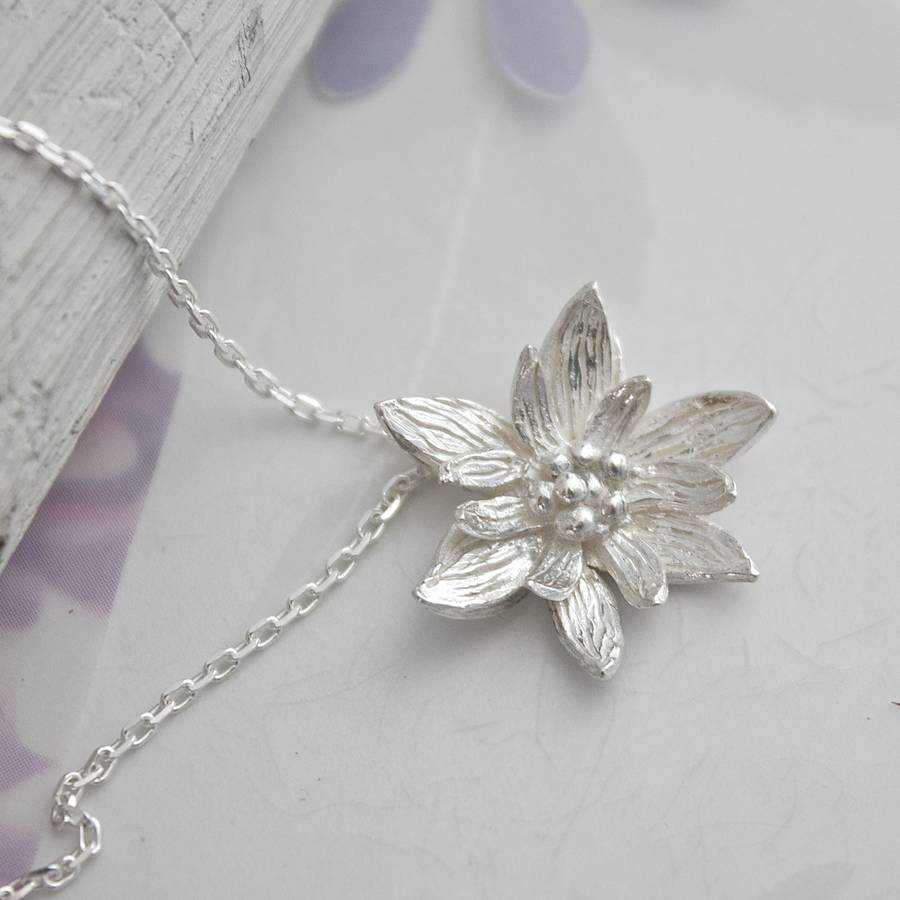 sterling silver lotus flower necklace by caroline brook ...