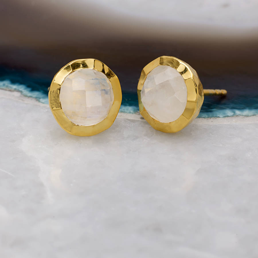 18k Gold Vermeil Gemstone Stud Earrings By Sharon Mills London