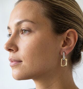 Shikaku Mixed Metals Chain Link Drop Earrings, 3 of 6