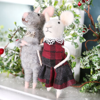 Christmas Mouse Couple Decoration, Set Of Two, 2 of 6