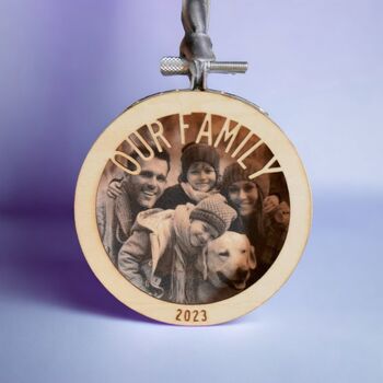 Personalised Family Photo Wooden Christmas Decoration, 2 of 6