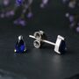 Sterling Silver Teardrop Sapphire Mini Stud Earrings, thumbnail 1 of 5