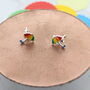 Rainbow Enamel Umbrella Stud Earrings, thumbnail 1 of 2