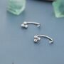 Sterling Silver Tiny Three Ball Huggie Hoop Earrings, thumbnail 4 of 9