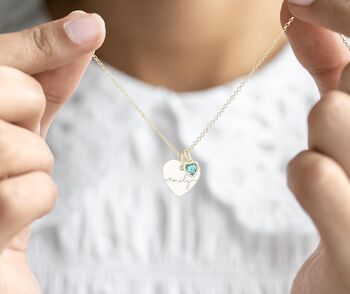 Esme Heart And Heart Birthstone Personalised Necklace, 5 of 12