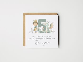 Personalised Grandson 1st Birthday Card Knight And Dragon *Age Options, 5 of 5