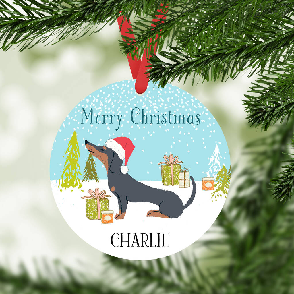 Personalised Dachshund Christmas Decoration By Hope and Halcyon