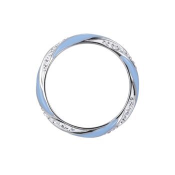Evoke Sterling Silver Crystal Enamel Stacker Ring, 3 of 5