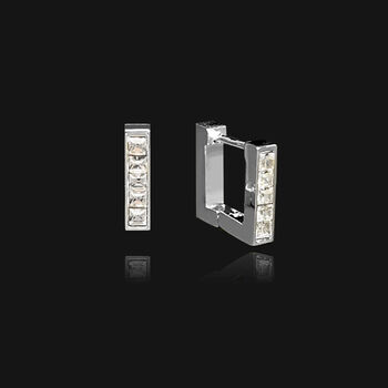 Lana Square Huggie Hoop Earrings Silver, 2 of 3