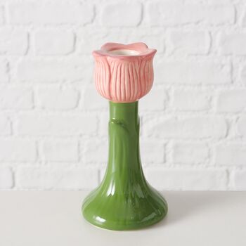 Pink Flower Ceramic Candleholder, 2 of 4