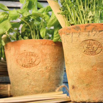 Set Of Three Aged Terracotta Round Plant Pots Decor, 4 of 4