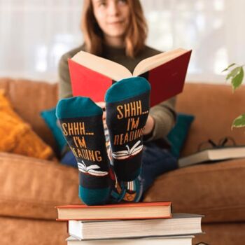 Novelty Fun Socks Size Five To Nine ~ Reading Books, 4 of 5