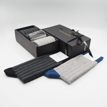 Dash Black And Grey Luxury Socks Gift Box With Dad Glass, 3 of 3