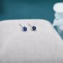 Tiny Sapphire Blue Cz Stud Earrings In Sterling Silver, thumbnail 2 of 12
