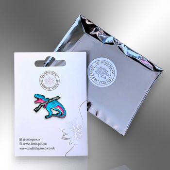 Trans Rights Or I Bites Dinosaur Enamel Pin Badge, Transgender, Non Binary, Lgbtqia+ Awareness Gift, 5 of 8