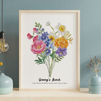 Personalised Birth Flower Grandma's Bunch Print, 8 of 10
