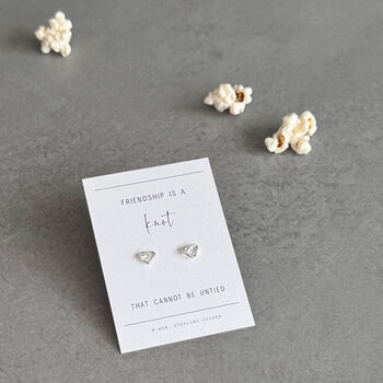 Friendship Knot Heart Sterling Silver Earrings, 6 of 12