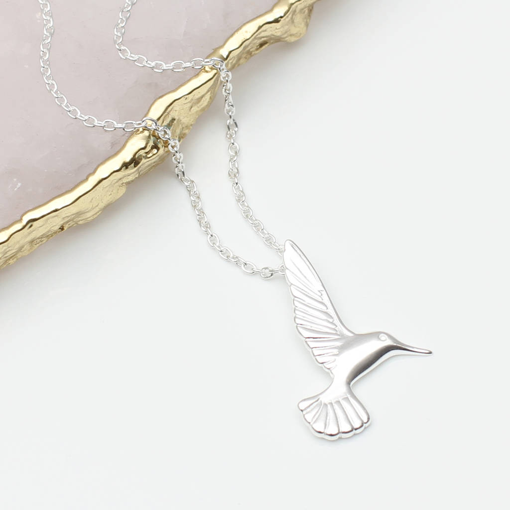 Personalised Sterling Silver Hummingbird Necklace By Hurleyburley ...