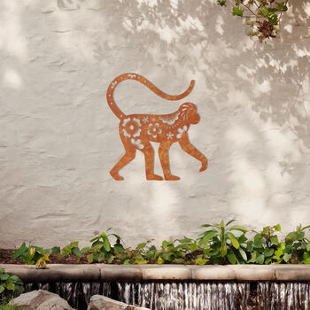 Floral Monkey Metal Wall Art For Garden And Home Decor Gift, 8 of 10