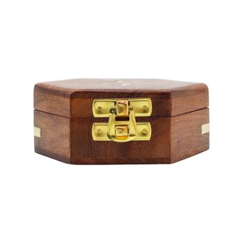 Handmade Hexagon Wooden Box With Star, 8 of 9
